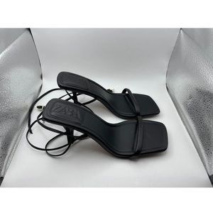 Zara black wrap heels sz 38